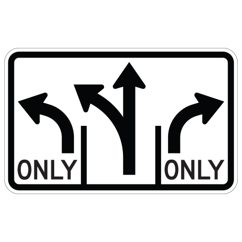Advance Intersection 3 Lane Control Sign (optional middle)