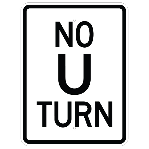 No U Turn Sign (Vertical)