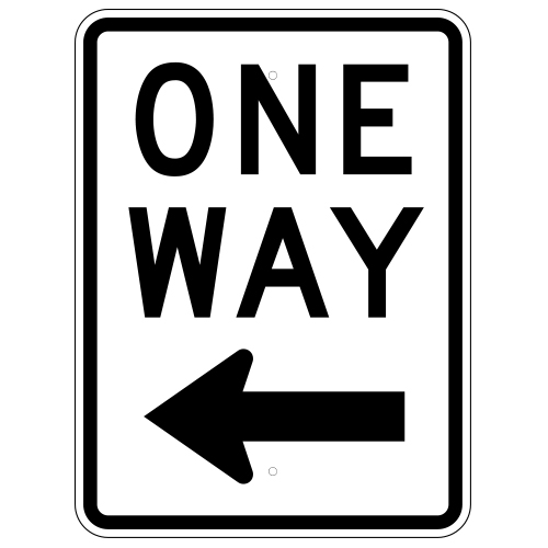 One Way Sign, with Left Arrow