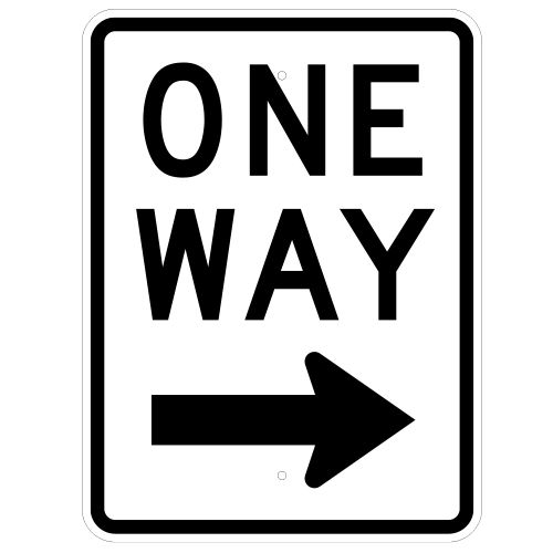 One Way Sign, with Right Arrow