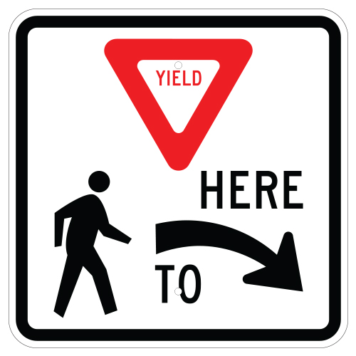 Yield Here For Pedestrians Symbol Sign, Right