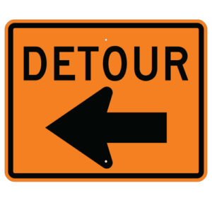 Detour Left Square Sign