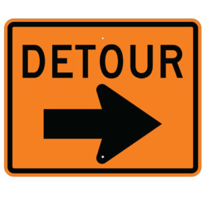 Detour Right Square Sign