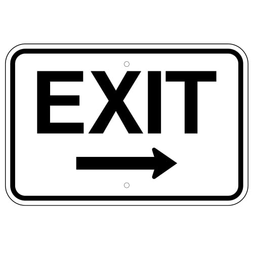 Exit Sign, with Right Arrow (Horizontal)
