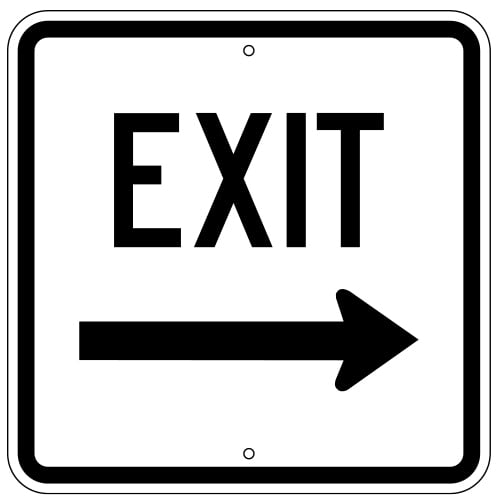Exit Sign, with Right Arrow (Square)