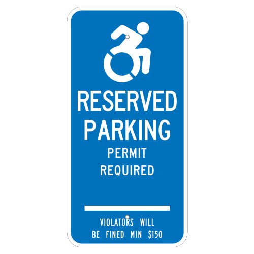 Handicapped Parking Permit Required Sign (Connecticut)