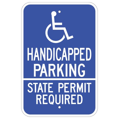 Handicapped Parking State Permit Required, with Symbol Sign