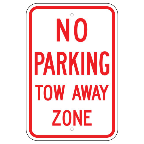 No Parking Tow Away Zone Sign