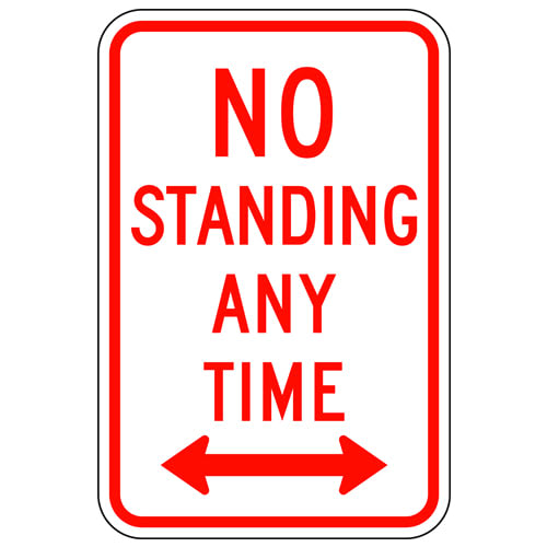 No Standing Any Time Sign