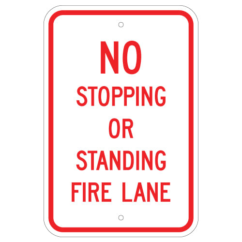 No Stopping or Standing Fire Lane Sign