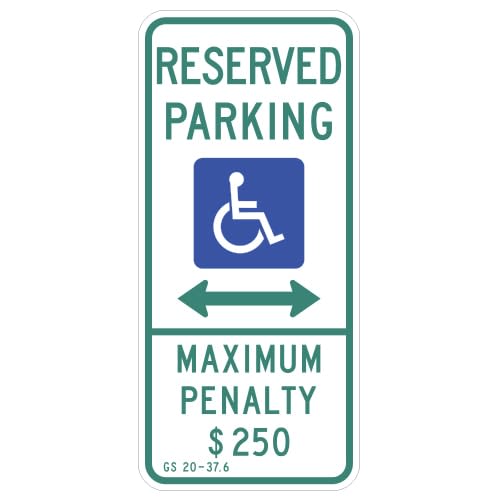 Reserved Parking, with Handicap Symbol & Arrow Sign (North Carolina)