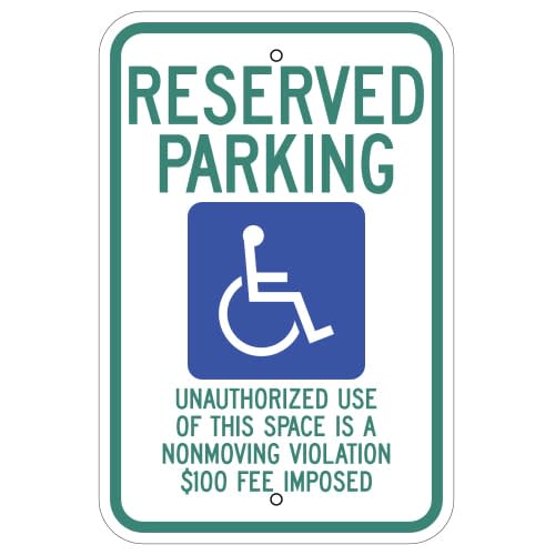 Reserved Parking, with Handicap Symbol Sign (North Dakota)