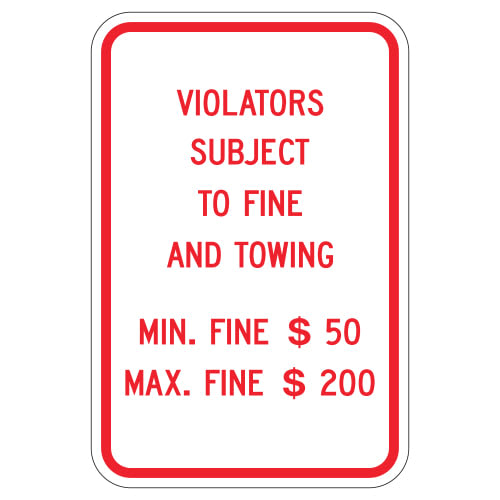 Violators Subject to Fine and Towing Sign (Pennsylvania)